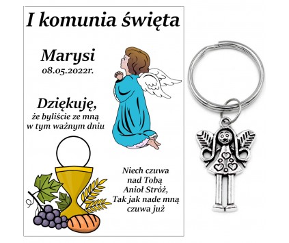 Podziękowanie Dla Gości Brelok Anioł Komunia Celofan