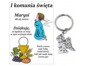 Podziękowanie Brelok Dla Gości Anioł Komunia Celofan