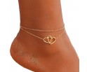 Bransoletka na Nogę Kostkę Łańcuszek Serca Złota