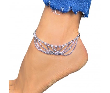 Bransoletka Na Nogę Kostkę Cyrkonie Kryształki