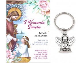 A5 Podziękowanie dla Gości Breloczek Aniołek Imię Data Pamiątka Komunia