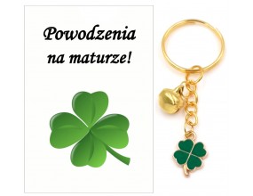 Brelok dla Maturzysty Koniczyna Zielona na Szczęście Matura