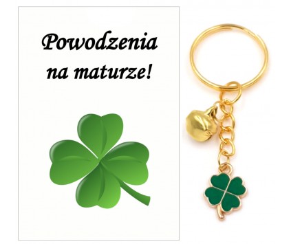 Brelok dla Maturzysty Koniczyna Zielona na Szczęście Matura