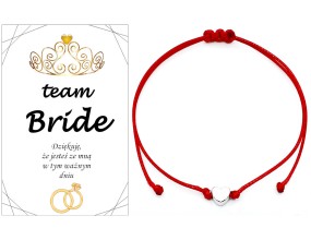 BRANSOLETKA NA WIECZÓR PANIEŃSKI SERCE PODZIĘKOWANIE CZERWONA