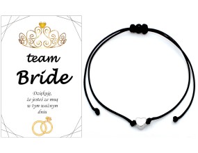 BRANSOLETKA NA WIECZÓR PANIEŃSKI SERCE PODZIĘKOWANIE CZARNA