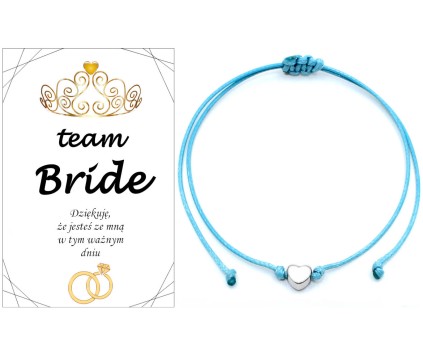 BRANSOLETKA NA WIECZÓR PANIEŃSKI SERCE PODZIĘKOWANIE BŁĘKITNA