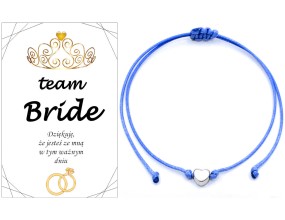 BRANSOLETKA NA WIECZÓR PANIEŃSKI SERCE PODZIĘKOWANIE BŁĘKITNA