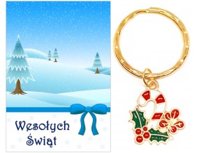 Brelok Breloczek Świąteczny Laska Cukrowa Prezent na Mikołajki Gwiazdka