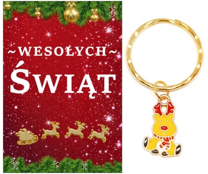 Brelok Breloczek na Święta Renifer Prezent na Mikołajki Gwiazdkę Szkoła