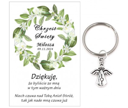A3 Podziękowanie dla gości brelok ANIOŁEK CHRZEST PAMIĄTKA UPOMINEK