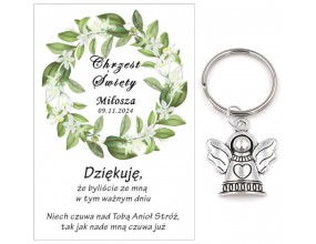 A5 Podziękowanie dla gości brelok ANIOŁEK CHRZEST PAMIĄTKA UPOMINEK
