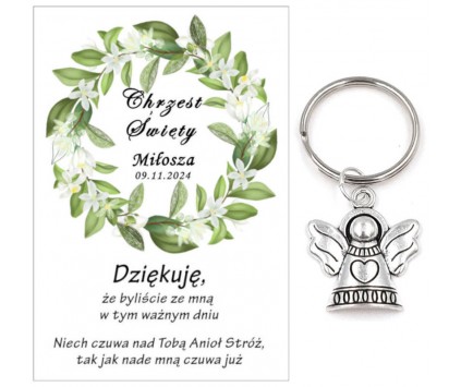 A5 Podziękowanie dla gości brelok ANIOŁEK CHRZEST PAMIĄTKA UPOMINEK