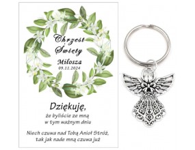 A7 Podziękowanie dla gości brelok ANIOŁEK CHRZEST PAMIĄTKA UPOMINEK