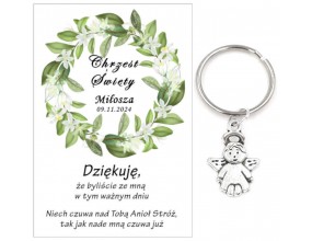 A7 Podziękowanie dla gości brelok ANIOŁEK CHRZEST PAMIĄTKA UPOMINEK