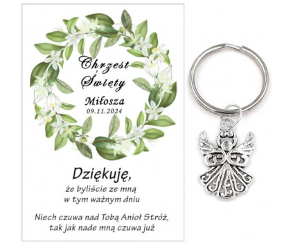 A12 Podziękowanie dla gości brelok ANIOŁEK CHRZEST PAMIĄTKA UPOMINEK