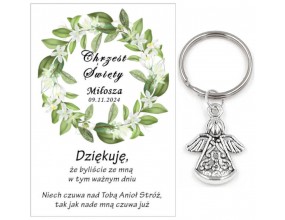A17 Podziękowanie dla gości brelok ANIOŁEK CHRZEST PAMIĄTKA UPOMINEK