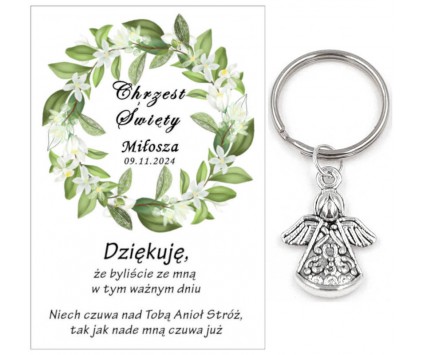 A17 Podziękowanie dla gości brelok ANIOŁEK CHRZEST PAMIĄTKA UPOMINEK