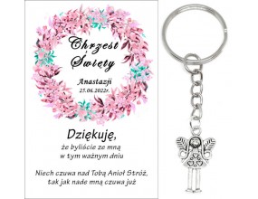 A2 Podziękowanie dla gości na CHRZEST ŚWIĘTY BRELOK ANIOŁEK UPOMINEK
