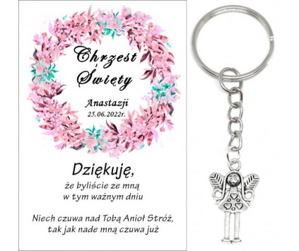 A2 Podziękowanie dla gości na CHRZEST ŚWIĘTY BRELOK ANIOŁEK UPOMINEK