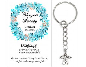 A3 Podziękowanie dla gości na CHRZEST ŚWIĘTY BRELOK ANIOŁEK UPOMINEK