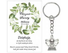 A5 Podziękowanie dla gości na CHRZEST ŚWIĘTY BRELOK ANIOŁEK UPOMINEK