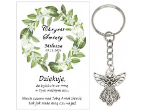 A7 Podziękowanie dla gości na CHRZEST ŚWIĘTY BRELOK ANIOŁEK UPOMINEK