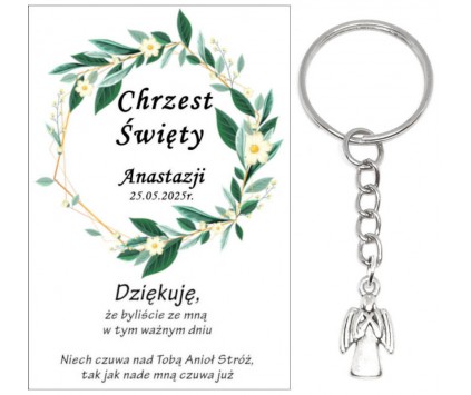 A11 Podziękowanie dla gości na CHRZEST ŚWIĘTY BRELOK ANIOŁEK UPOMINEK