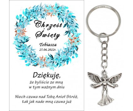 A16 Podziękowanie dla gości na CHRZEST ŚWIĘTY BRELOK ANIOŁEK UPOMINEK
