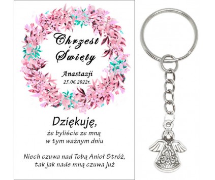 A17 Podziękowanie dla gości na CHRZEST ŚWIĘTY BRELOK ANIOŁEK UPOMINEK