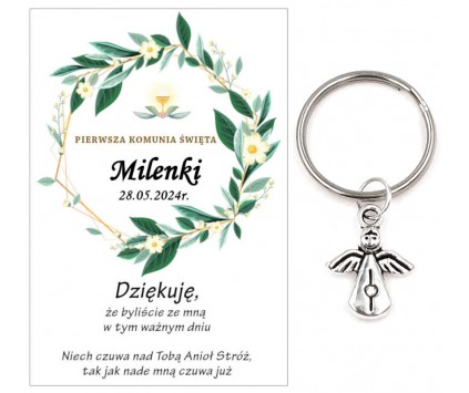 A3 Podziękowanie dla gości ANIOŁEK KOMUNIA PERSONALIZACJA PAMIĄTKA