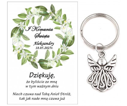 A4 Podziękowanie dla gości ANIOŁEK KOMUNIA PERSONALIZACJA PAMIĄTKA