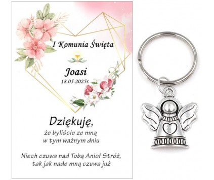 A5 Podziękowanie dla gości ANIOŁEK KOMUNIA PERSONALIZACJA PAMIĄTKA