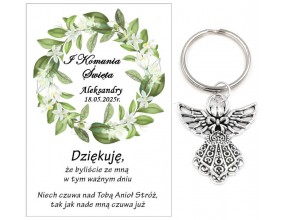 A7 Podziękowanie dla gości ANIOŁEK KOMUNIA PERSONALIZACJA PAMIĄTKA