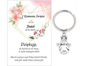 A8 Podziękowanie dla gości ANIOŁEK KOMUNIA PERSONALIZACJA PAMIĄTKA