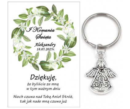 A17 Podziękowanie dla gości ANIOŁEK KOMUNIA PERSONALIZACJA PAMIĄTKA