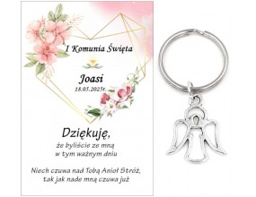 A18 Podziękowanie dla gości ANIOŁEK KOMUNIA PERSONALIZACJA PAMIĄTKA