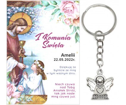 A5 Podziękowanie dla gości ANIOŁEK KOMUNIA PODARUNEK PREZENT