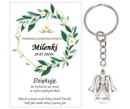 A6 Podziękowanie dla gości ANIOŁEK KOMUNIA PODARUNEK PREZENT