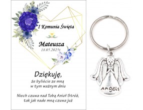 A6 Podziękowanie Upominek dla Gości na Komunię ANIOŁEK KOMUNIA PAMIĄTKA