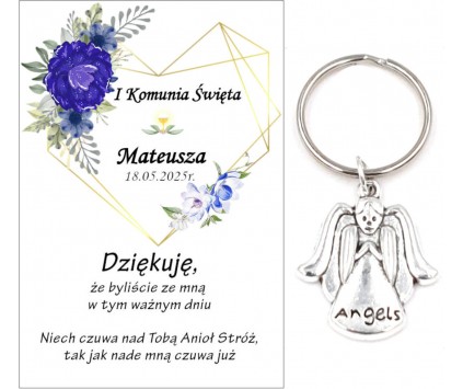 A6 Podziękowanie Upominek dla Gości na Komunię ANIOŁEK KOMUNIA PAMIĄTKA