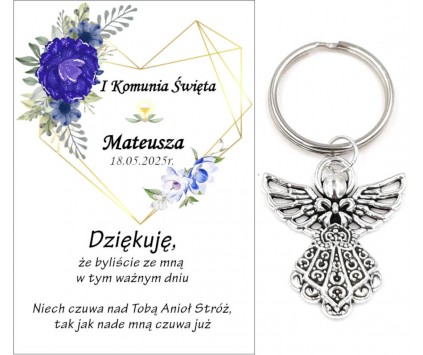 A7 Podziękowanie Upominek dla Gości na Komunię ANIOŁEK KOMUNIA PAMIĄTKA