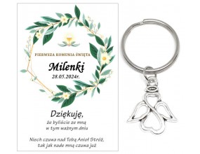 Podziękowanie dla gości brelok ANIOŁEK KOMUNIA PERSONALIZACJA PAMIĄTKA A21