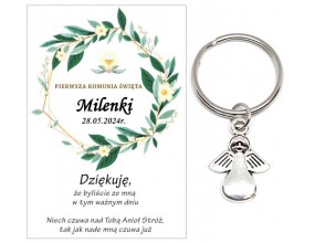 Podziękowanie dla gości brelok ANIOŁEK KOMUNIA PERSONALIZACJA PAMIĄTKA A22