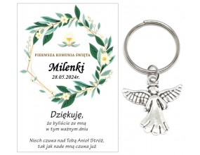 Podziękowanie dla gości brelok ANIOŁEK KOMUNIA PERSONALIZACJA PAMIĄTKA A24