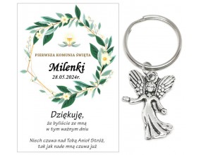 Podziękowanie dla gości brelok ANIOŁEK KOMUNIA PERSONALIZACJA PAMIĄTKA A27