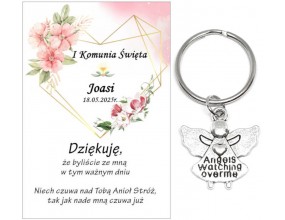 Podziękowanie dla gości brelok ANIOŁEK KOMUNIA PERSONALIZACJA PAMIĄTKA A28