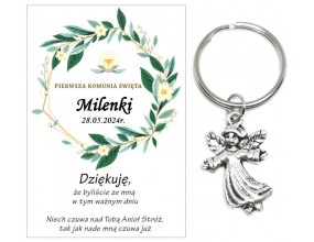 Podziękowanie dla gości brelok ANIOŁEK KOMUNIA PERSONALIZACJA PAMIĄTKA A30