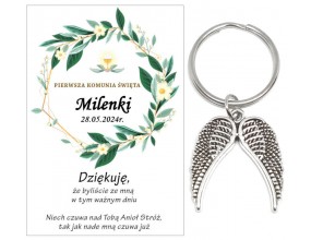 Podziękowanie dla gości brelok SKRZYDŁA KOMUNIA PERSONALIZACJA PAMIĄTKA A29
