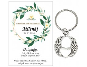 Podziękowanie dla gości brelok SKRZYDŁA KOMUNIA PERSONALIZACJA PAMIĄTKA A33