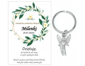 Podziękowanie dla gości brelok ANIOŁEK KOMUNIA PERSONALIZACJA PAMIĄTKA A31